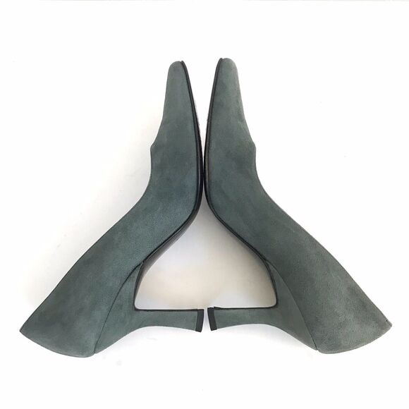 Bruno Magli Women’s Square Toes Suede Pumps Heels Dark Olive Green - Picture 7 of 12